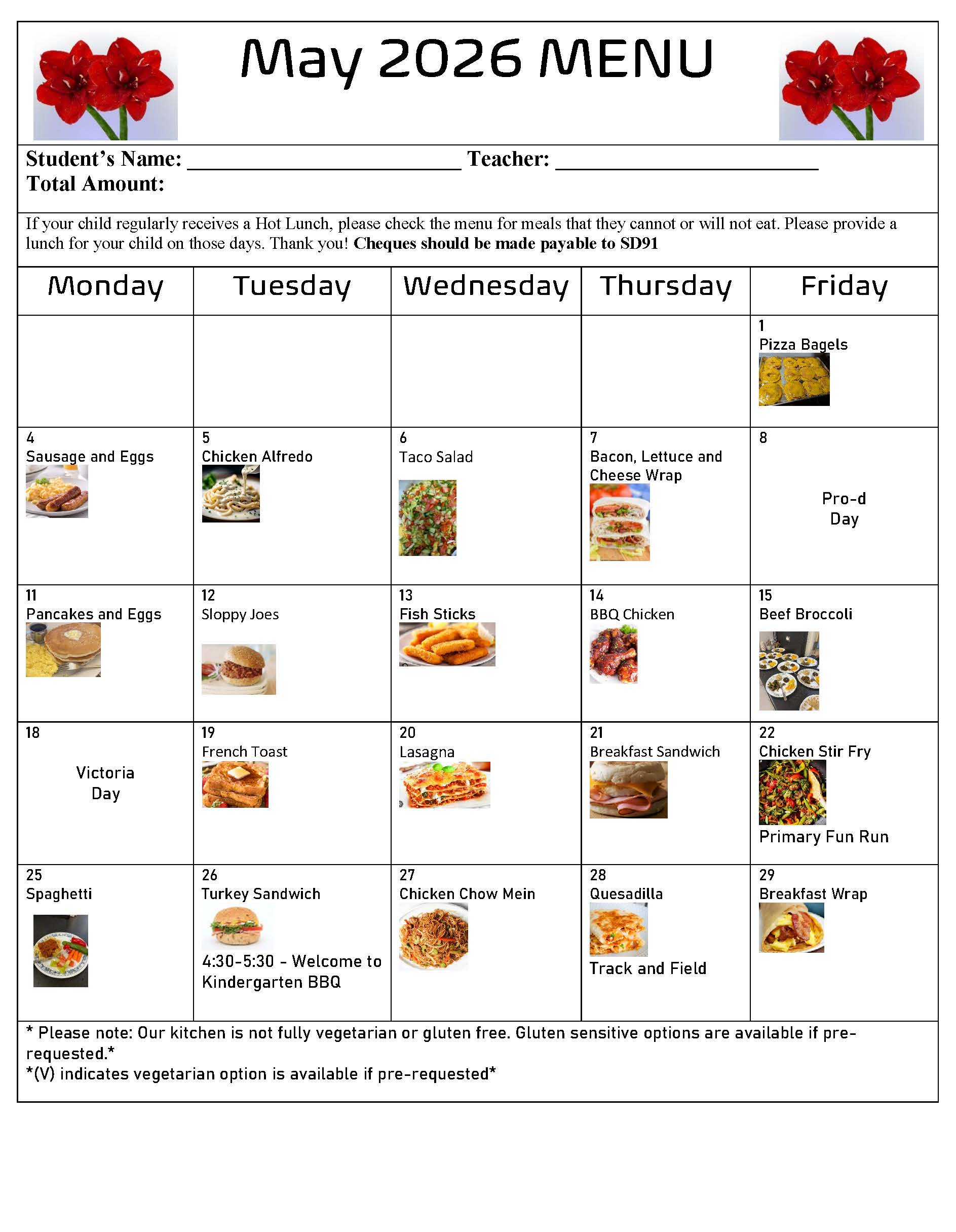 MAY 2026 MENU updated